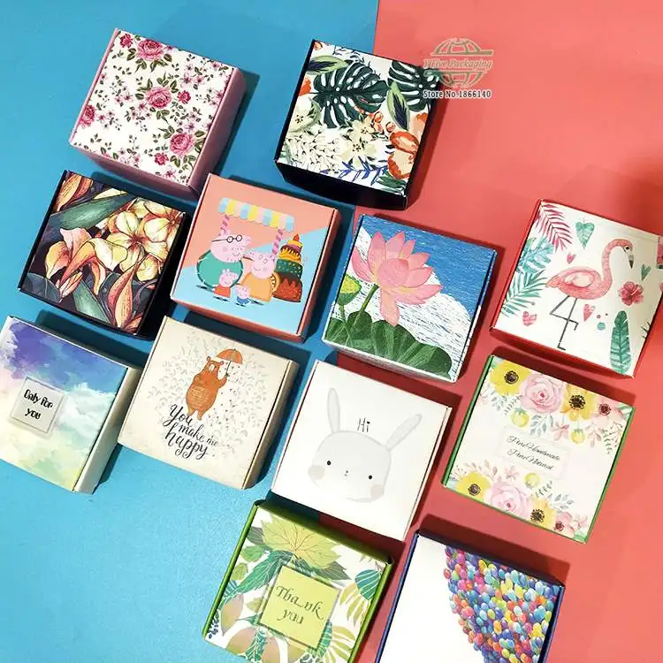 11 Colors Printed Flower Paper Box Small Jewelry Gift Box Wedding Favors Candy Box Soap Packaging Boxes 200pcs\lot Free shipping