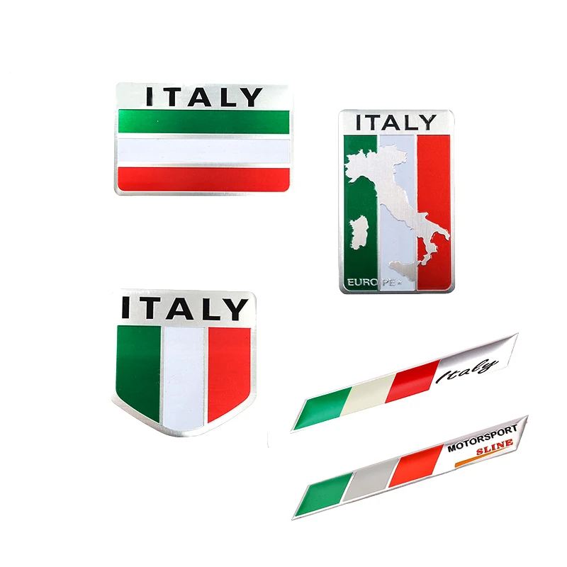 3D Aluminum Italy Italian Flag Adhesive Emblem Badge Car Sticker Motorcycle Decal For Alfa Romeo Fiat Ferrari Honda Suzuki BMW