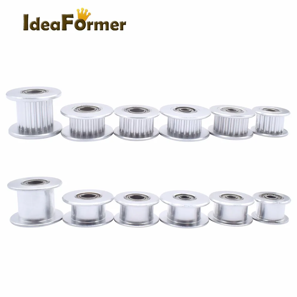 5pcs/lot GT2 Idler Timing Pulley 16/20 Tooth Wheel Bore 3/5mm Aluminium Gear Teeth Width 6/10mm 3D Printer Parts For Reprap Part