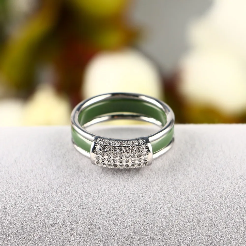 2pc/Set Fashion Cubic Zircon Stone Rings Black&White Ceramic Rings For Women Female Wedding Rings Big Wide Luxury Jewelry Rings