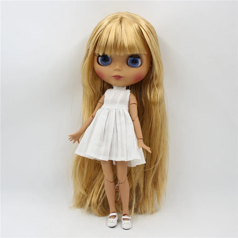 ICY DBS Blyth doll 1/6 bjd Black Matte face Joint body Blonde straight hair No.BL0736