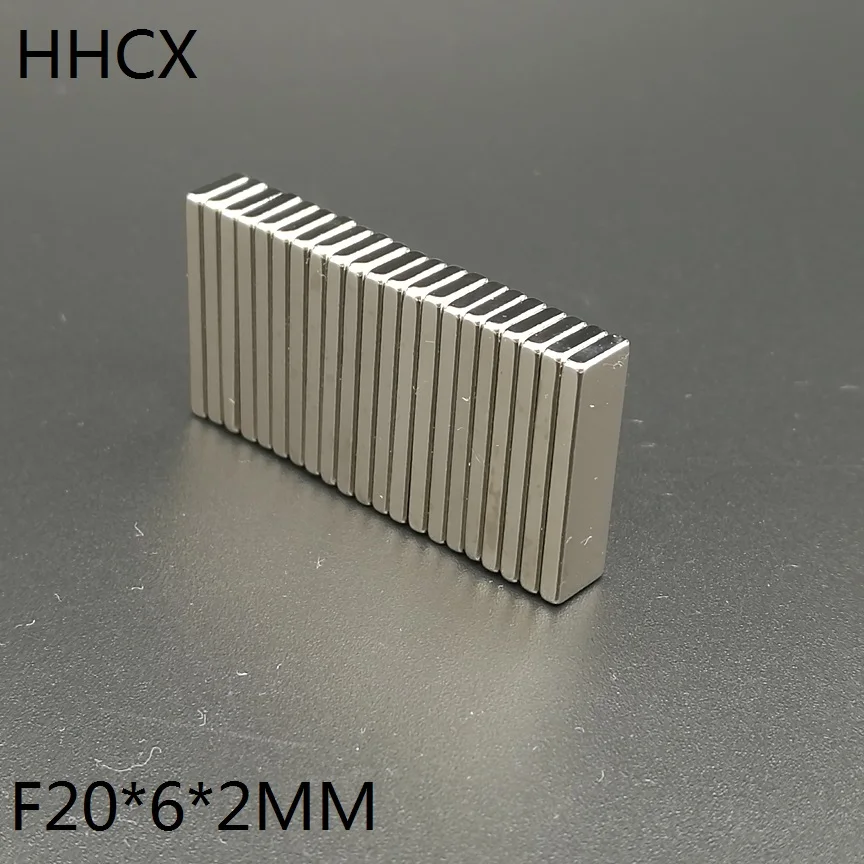 20PCS/LOT Block Magnet 20*6*2 N35 Strong Cuboid NdFeB Rare Earth Magnet 20x6x2 Powerful Neodymium Magnets 20 x 6 x 2