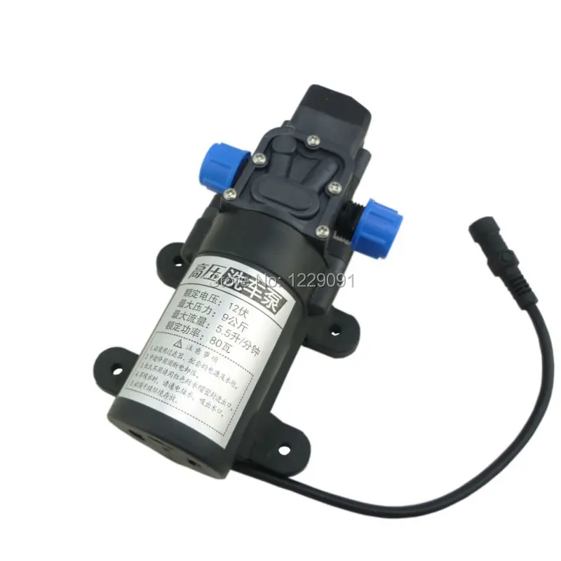 

Small Diaphragm 80W self priming water pump dc 12 volt 24 volt 5.5L/min high pressuer car wash water pump