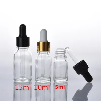 200pcs/lot  Empty 10ml Clear Glass Dropper Bottle with glass eye droppers for essential oils aromatherapy e liquid cigarettes