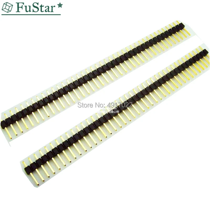 10pcs/lot 2.54mm 1*40 Pin pin header male pitch Male Single Row Pin Header Strip Gold Plated Copper connector 1x40pin Hot New