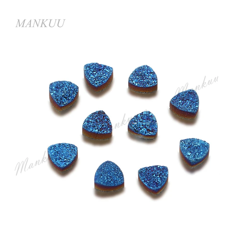 Multi-color Titanium Druzy Quartz Cabochon Stone Beads Triangle Natural Beads For Rings Earrings DIY Jewelry Accessories Gift