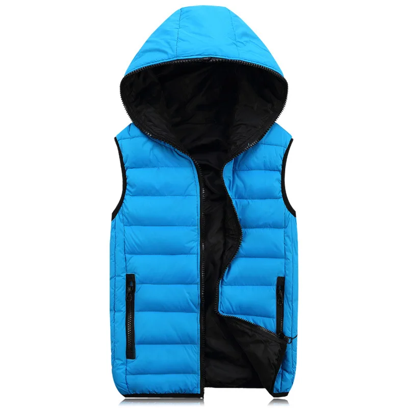 2024 New Spring Autumn Sleeveless Jacket for Men Fashion Warm Hooded Male Winter Vest Light Plus Size Mens Work Vests Waistcoat
