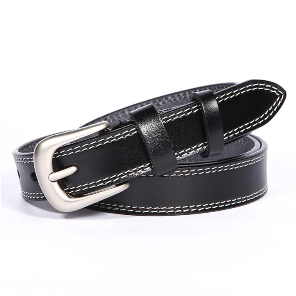 RAINIE SEAN Genuine Leather Belt Women Real Leather White Black Women Belt Pin Buckle Ladies High Quality Waist Belt for Jeans