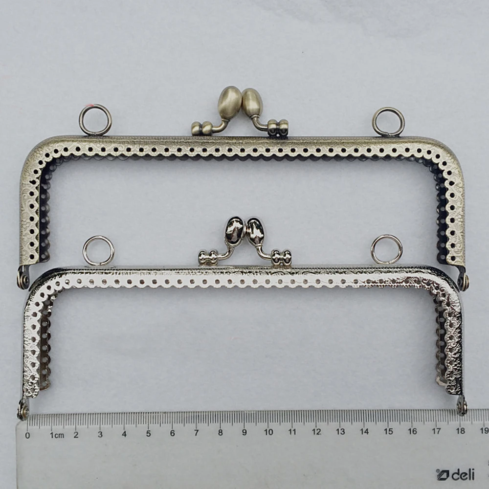 DIY women purse frame accessores kiss buckle straight knurling metal bag clasp 5pcs/lot 18cm