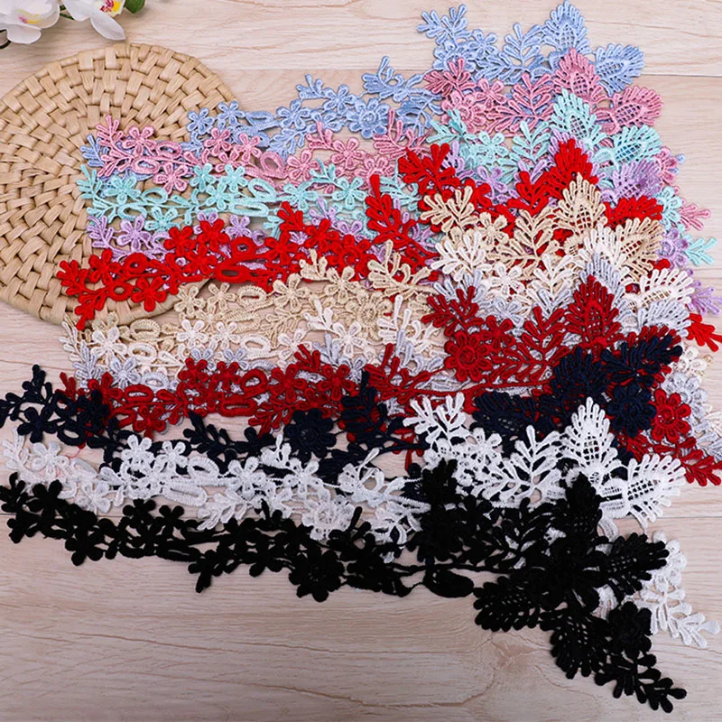 

100Pieces Colorful To Choose Embroidered Lace Applique Venise Lace Trimmings For Sewing White Black Red Light Purple Patch
