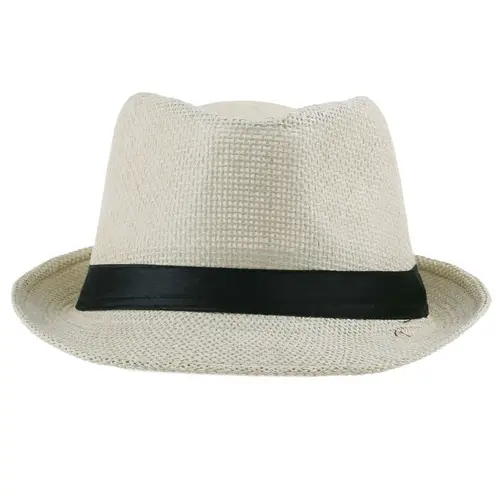 Imagen 2 del producto LNPBD-sombrero de paja de Panamá para hombre y mujer, gorro de Jazz, vaquero, Fedora, Gángster, informal, moda de verano