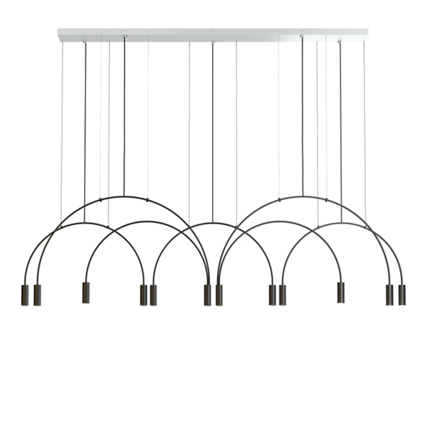 

Nordic Arched Line Iron Pendant Lights Brass Design Post Modern Living Dining Room Restaurant Cafe Study Hanging Lamps Lighting