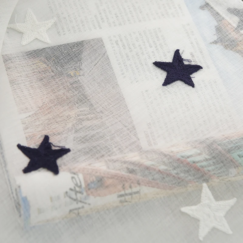 Faça home cortinas 3d bordadas com estrelas brancas, de tule para quarto, sala de estar, cozinha, transparente, para crianças, quarto de bebê,