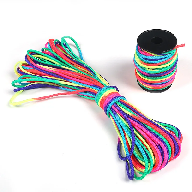 100FT rainbow 7 strands Paracord 550 IB Rope Cuerda Escalada Military Spec Type Rainbow seven color gradient survival paracord