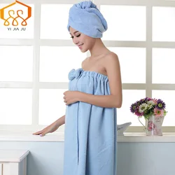 Women Bath Towel Microfiber Fabric Beach Towel Soft Wrap Women Bath Skirt Dry Hair Cap Set Super Absorbent Home For Bathroom