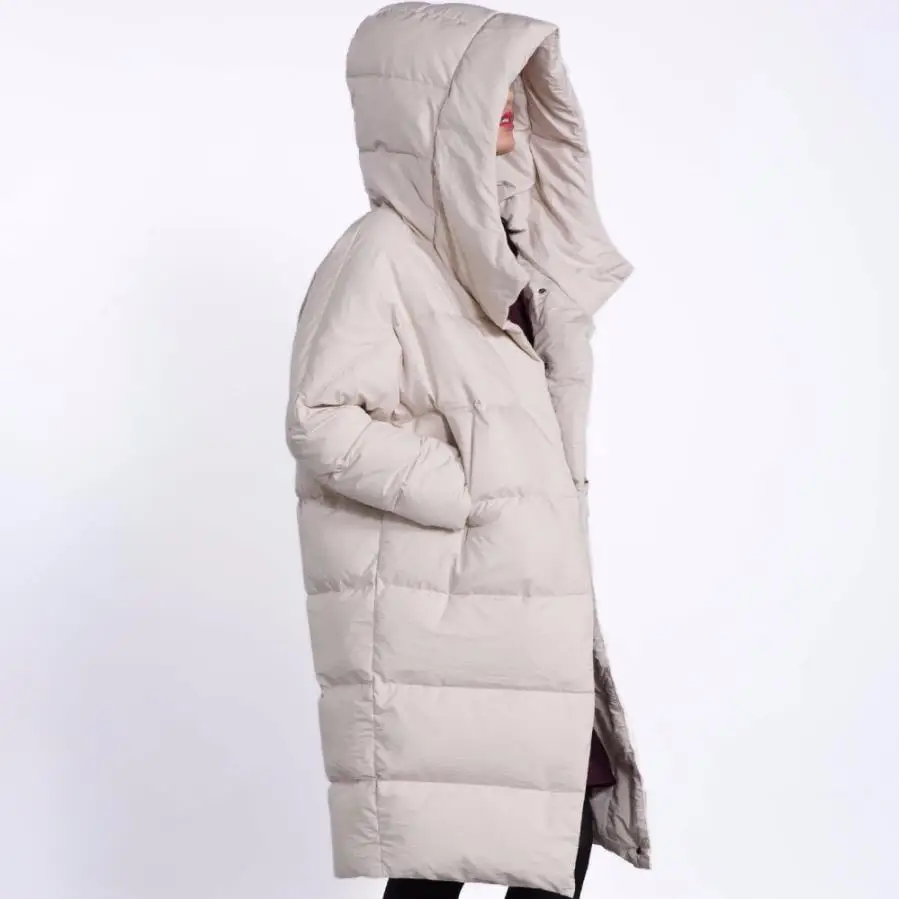 Marchio di moda invernale di buona qualità sopra il ginocchio lungo 90% piumino d\'anatra piumino caldo monopetto moda femminile wq132