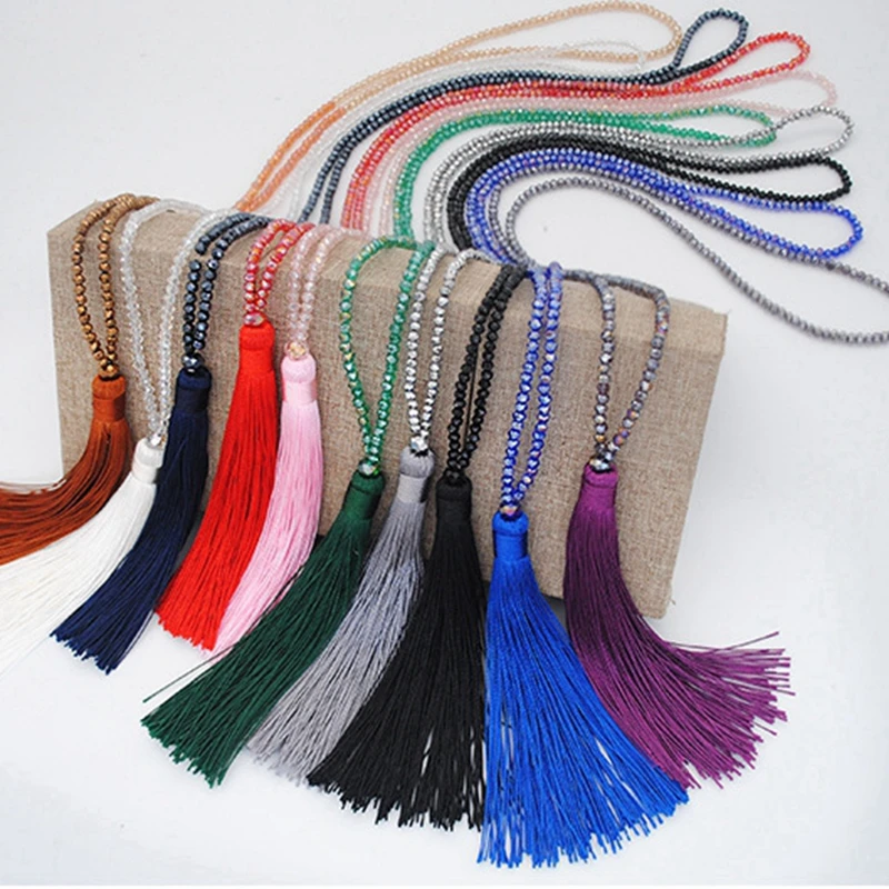 YDGY2019 New 10-colour silk pendant crystal fringed sweater chain female fringed pendant sweater chain wholesale