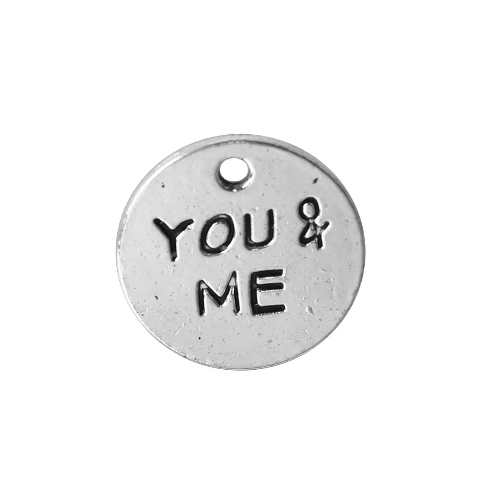 DoreenBeads Zinc Based Alloy silver color Charms Round Message Fashion DIY Pendants Components 16mm( 5/8