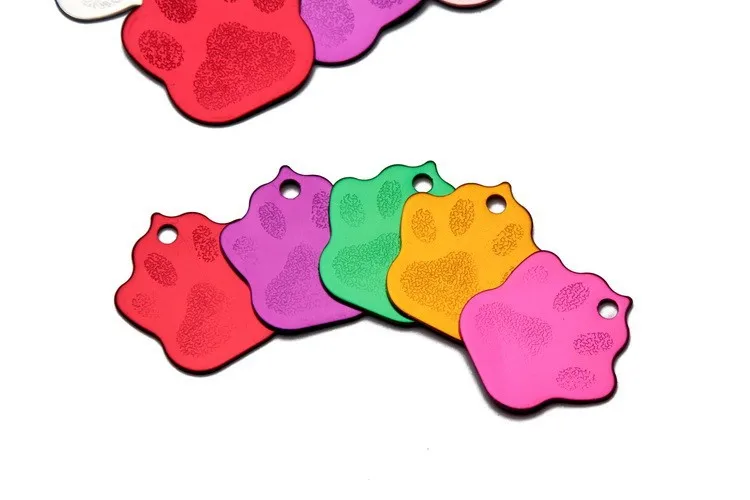 1200 pcs/lot    Wholesale  Free engarved  Paw-Print Shaped Personalized Dog Cats ID Tags Customized Cat Pet  Aluminum ID TAG