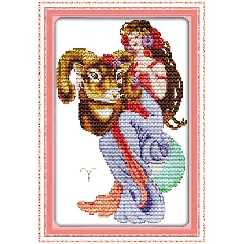 Aries Beauty Patterns Counted Cross Stitch Set DIY 11CT 14CT 16CT Stamped DMC Cross-stitch Kit Embroidery Needlework Home Decor