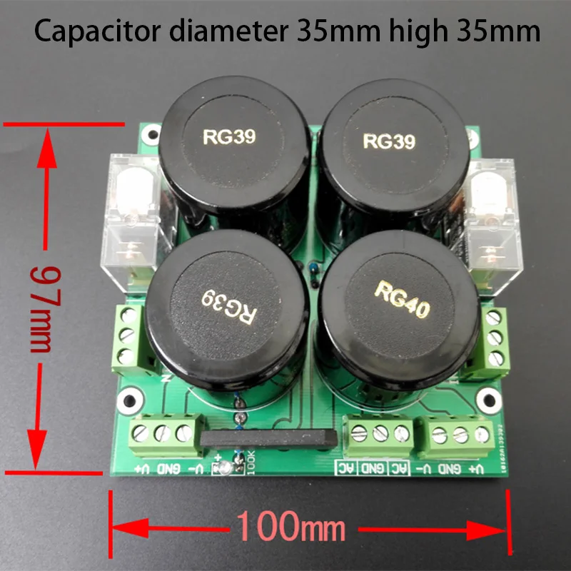 Imagem -03 - Retificador Filtro Placa de Fonte de Alimentação Proteção Alto-falante Amplificador Faça Você Mesmo Terminou Placa Dupla ac 24v36v 4*10000uf Upc1237