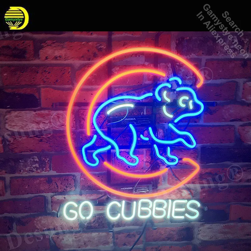 Go Cubbi Neon Sign neon bulb Sign Bear Real Glass Tube neon lights Recreation Iconic Sign store Display personalized neon party