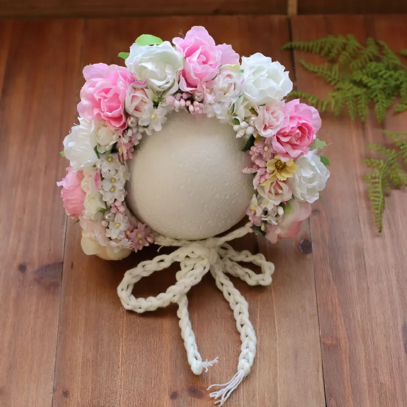 

Newborn Baby Girl floral Bonnet Baby sitter hat Baby Flower hat Newborn beanie bonnet For photography props