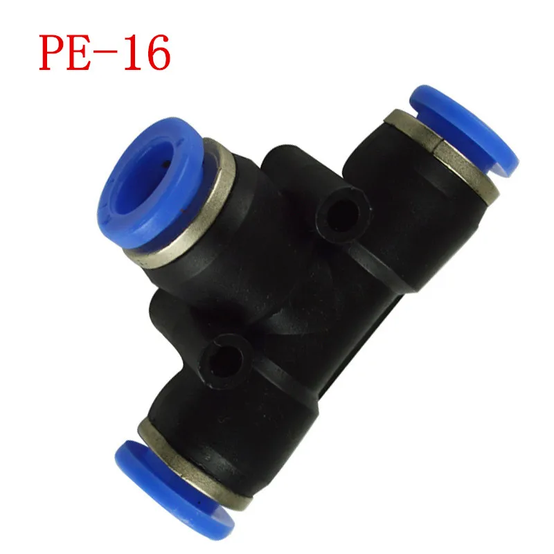 

5pcs PE-16 Pneumatic Fittings 16mm Tee Fitting Push In Quick Joint Connector PE16