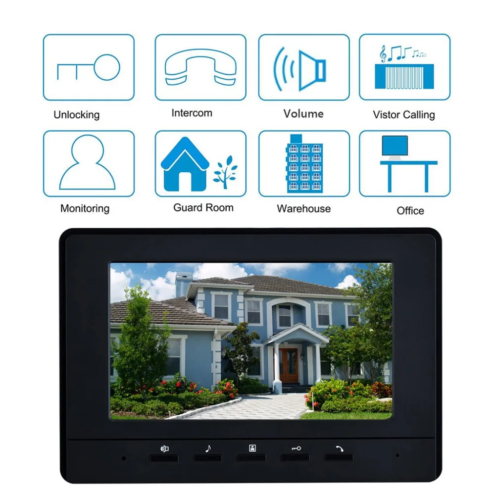 6 Units Apartment Video Intercom System 7 Inch Monitor Video Door Phone Intercom System Wired  Home Video Doorbell kit