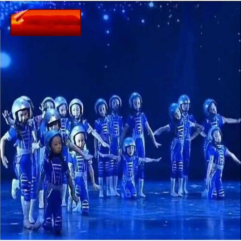 

Xiao Dutch style I also want to fly dance costumes children's dance performance clothing blue robotic spacesuit