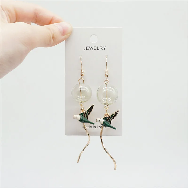 Original Design Green Bubble Long Dangle Earrings For Women 2020 Charming Handmade Glass Ball Korean Drop Earrings Jewelry