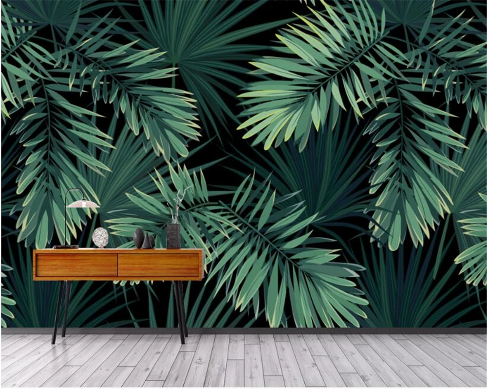 

beibehang Indoor decorative painting wallpaper European retro antique hand-painted Plantain Leaf bedroom living room background