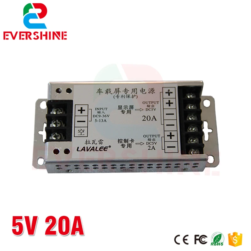 

LAVALEE Input DC9-36V Output 5V 20A 30A 40A 60A Power Supply for Taxi LED Display