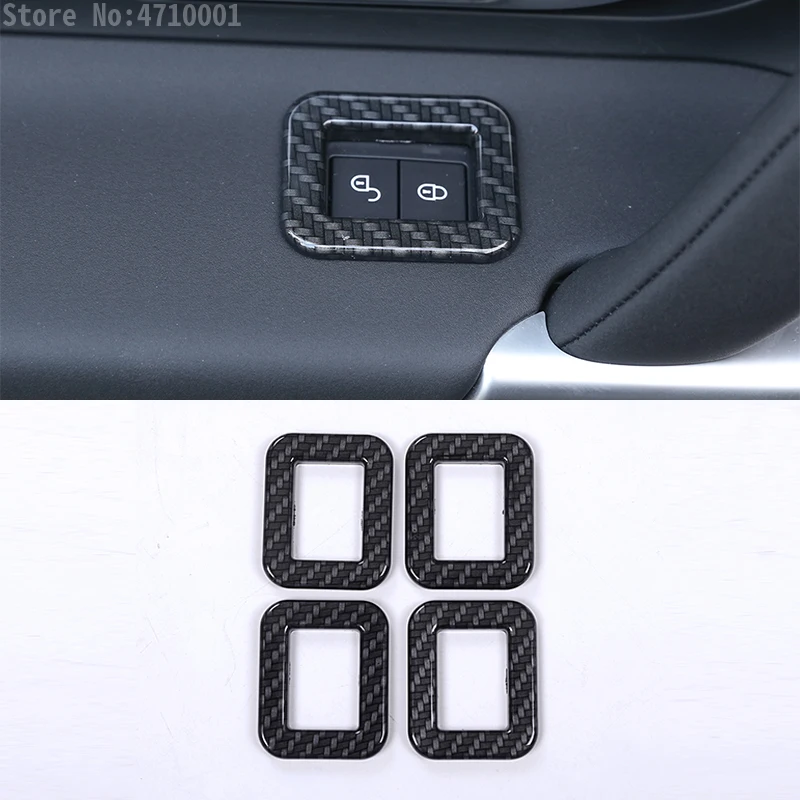 

4pcs Carbon Fiber ABS Car Door Safety Lock Switch Button Frame Trim For Land Rover Discovery Sport 2015-2017 Car-Styling