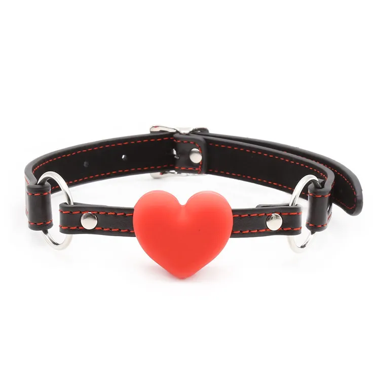 BDSM Heart Gag Leather silicone solid Ball Mouth Slave Oral Fixation stuffed Adult Games For Couples Flirting Sex Products Toys