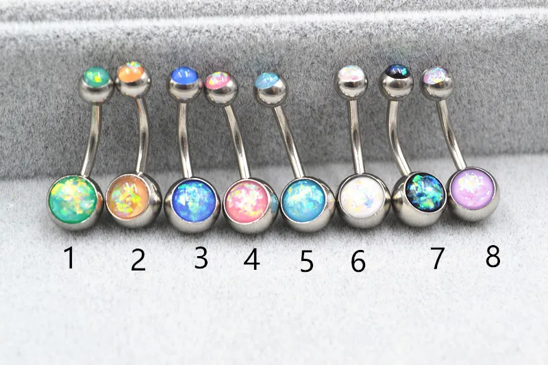 30pcs Opal Navel Belly Button Rings Sexy Woman Belly Piercing Barbell Surgical Steel Navel Piercing Girls Fashion Body Jewelry