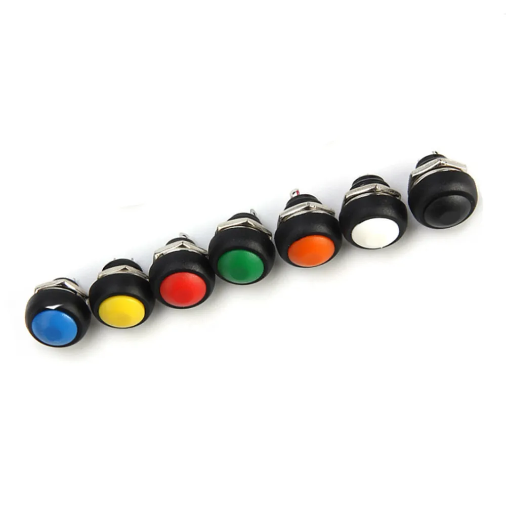 6Pcs 2Pin Mini Switch 12mm  1A waterproof switch 12v momentary Push button Switch since the reset Non-locking