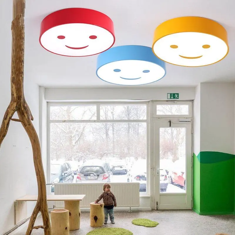 Fashion cartoon Ceiling Lights children's room lights smiling bedrooms LED circular nursery schools lamps creative LU729334