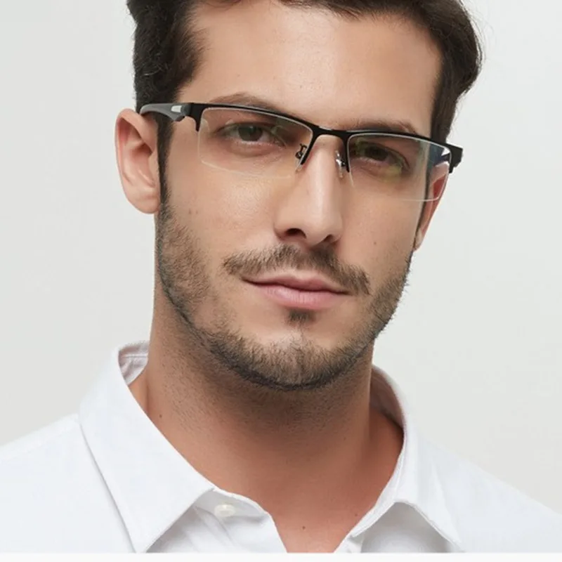 New Sun Photochromic Myopia Eyeglasses Optical Men student Finished Myopia Eyewear prescription Glasses Frame Half Rim -1.0 -4.0