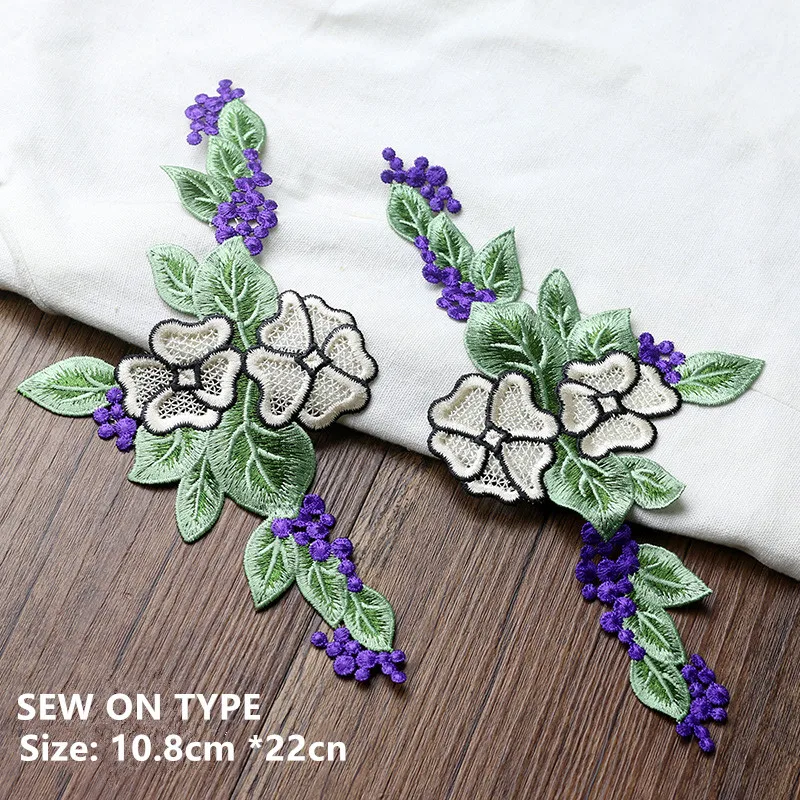 AHYONNIEX Brand Exquisite Soft Summer Embroidery Flower Patches for Clothing Lace Dress DIY Applique Accessories Sew On Patches