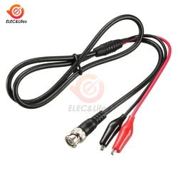 Cables de prueba de sonda BNC de osciloscopio Digital de 1,1 m, conector macho Coaxial Q9 de 50 ohmios a cable de línea de prueba de clip de cocodrilo doble