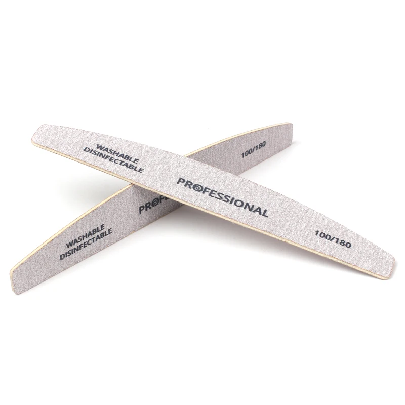 10pcs/Lot Wooden Nail Files Professional Nail Buffer 100/180 limas manicura Block Grey Boat Gel Polishing Wood Sanding Nail File