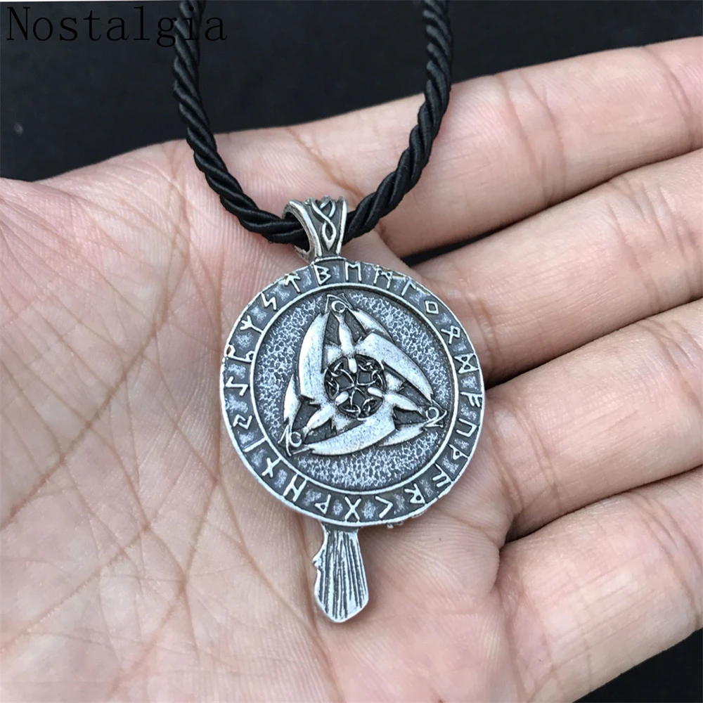 Dropshipping Viking Raven Nordic Amulet Necklace Pendant Black Bird crow necklace Norse talisman Vikings Men Jewelry