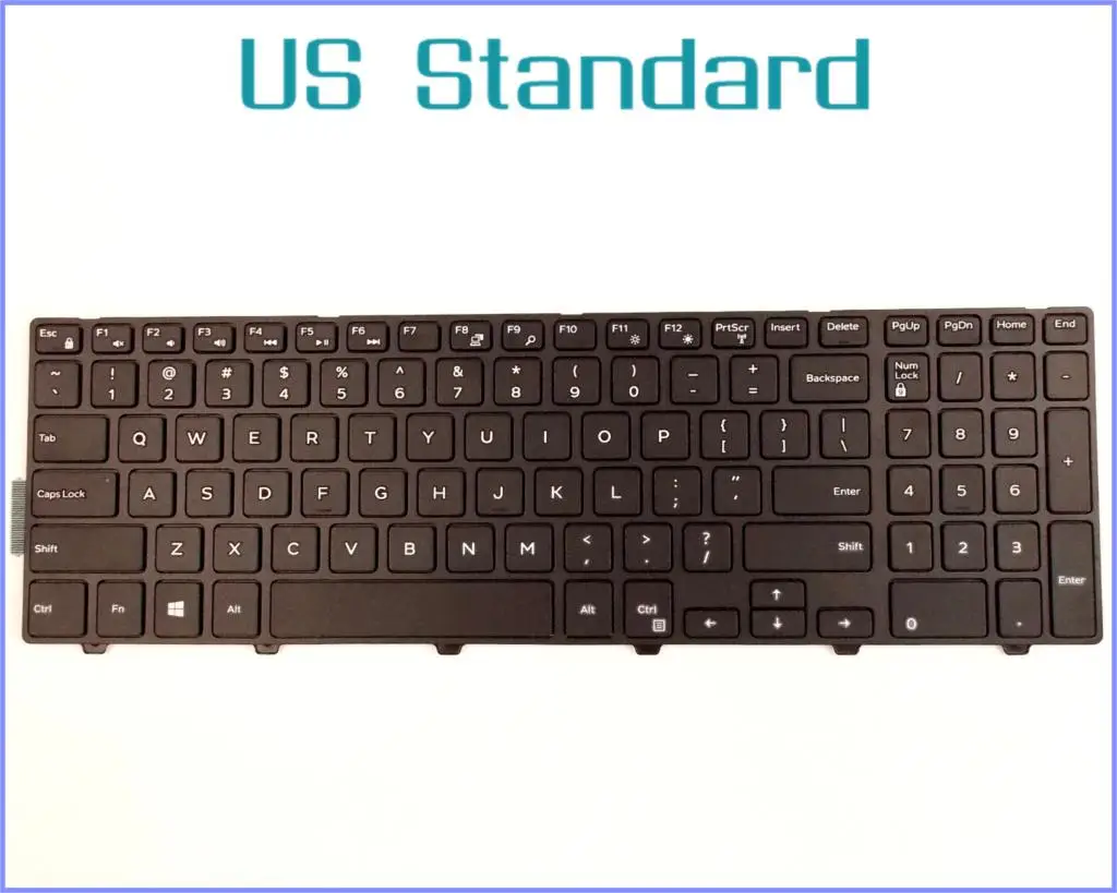 US English Version Keyboard for Dell Inspiron 15 5000 0KPP2C MP-13N7 P39F KPP2C Laptop Black With frame Non-Backlit