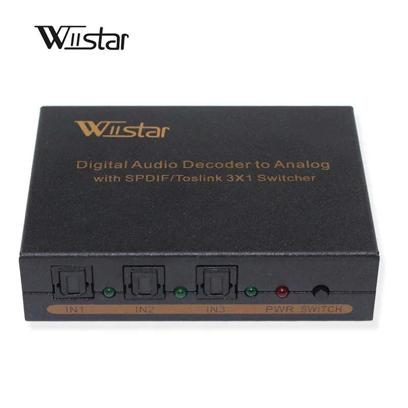 

Wiistar 3 to 1 Way Optical TOSLINK Selector Splitter Box for Digital Audio decoder support AC3/DTS Free Shipping