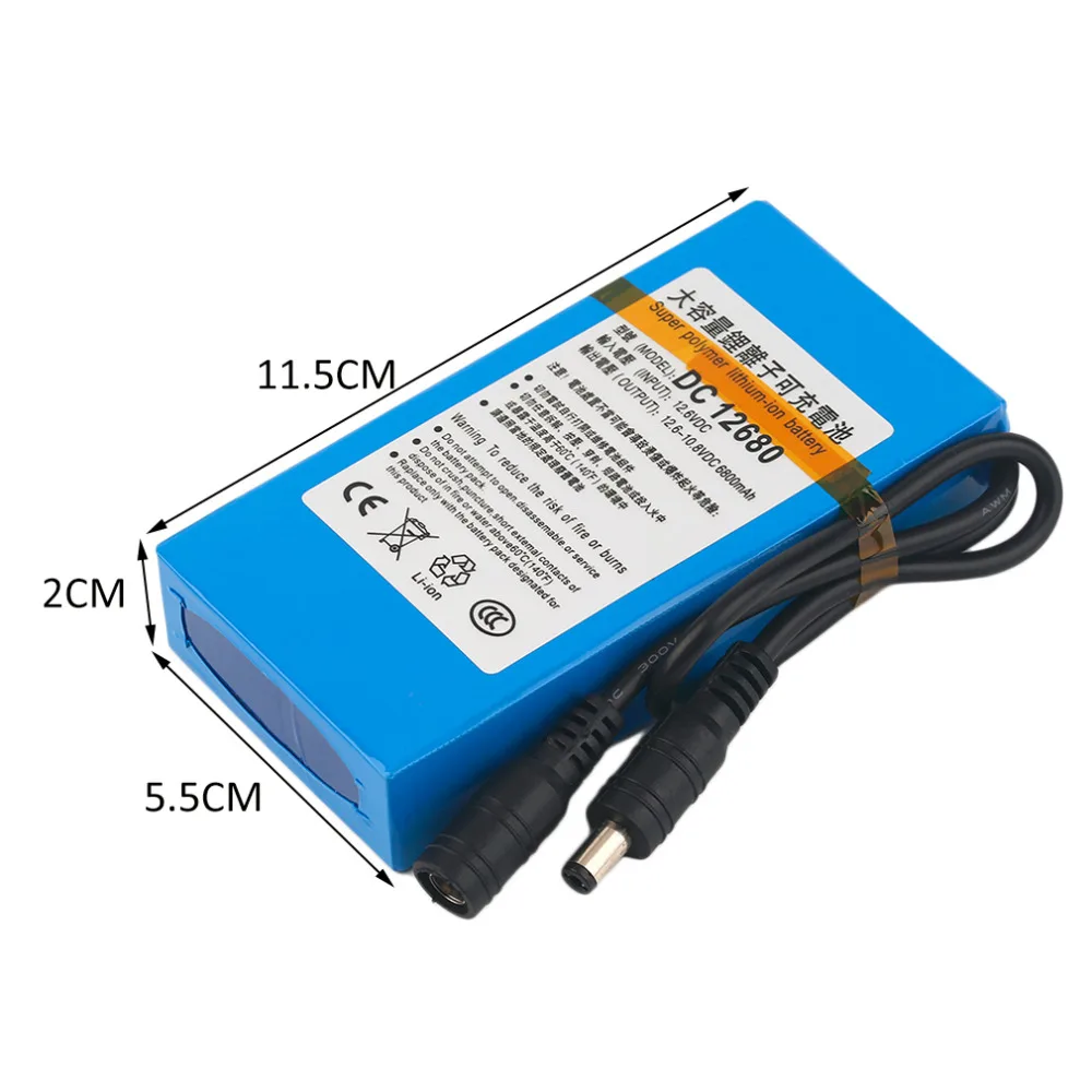 DC 12V Battery Pack 6800mAh 12.6V Rechargeable Lithium Battery Pack for Street Light Instrument LED Light Standby Power