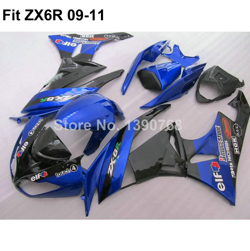 motorcycle fairing kit for Kawasaki  Ninja 636 ZX6R 09 10 11 blue fairings ZX-6R 2009 2010 2011 VT15