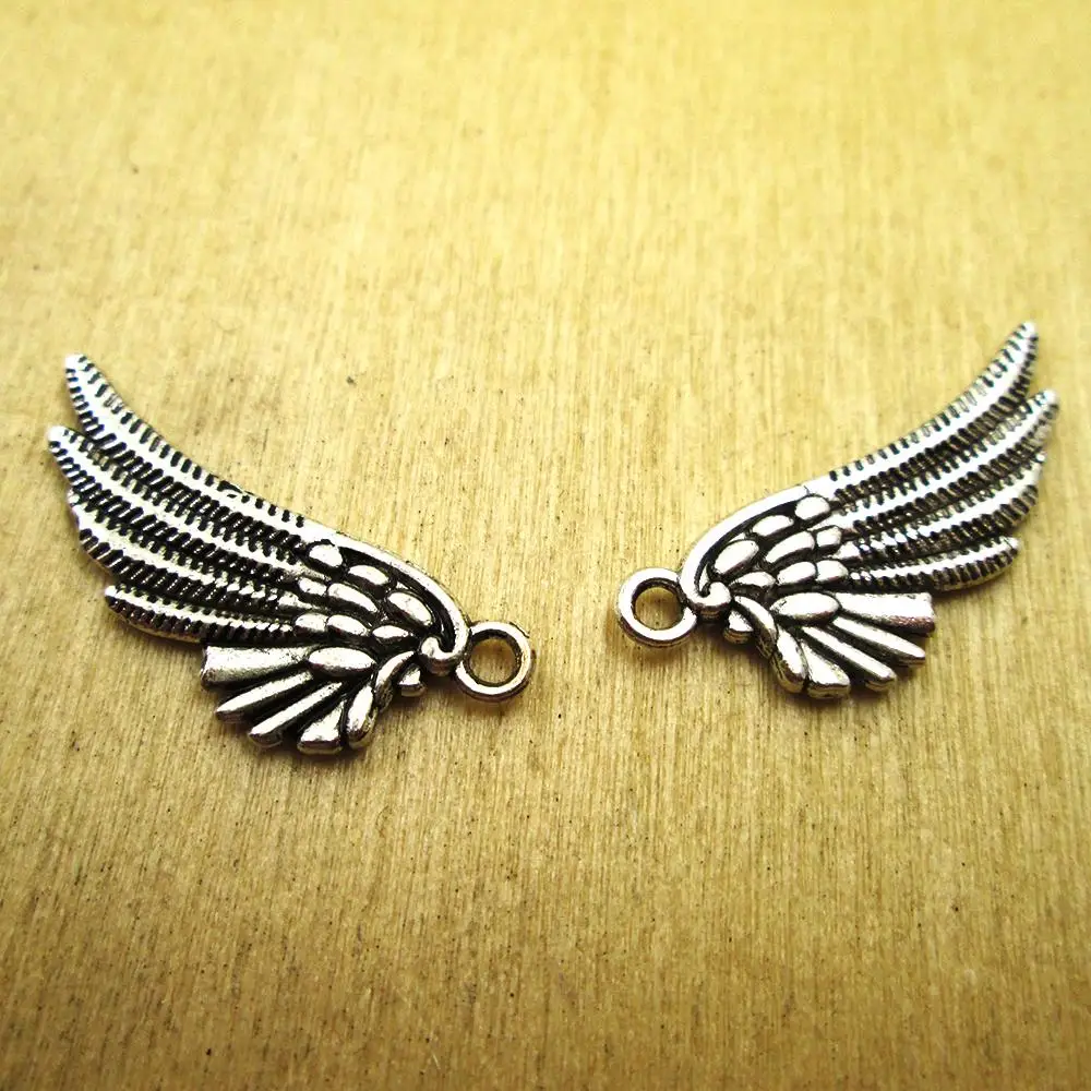 20pcs 29X10mm angel wing charms wing charms pendants DIY necklace/ bracelets  charms antique silver tone