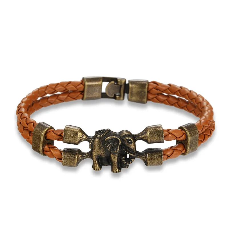 MKENDN 2017 Hot sale high quailty Elephant Bracelet Men Bangle Genuine Leather Hand Chain Buckle friendship male female Bracelet image 4