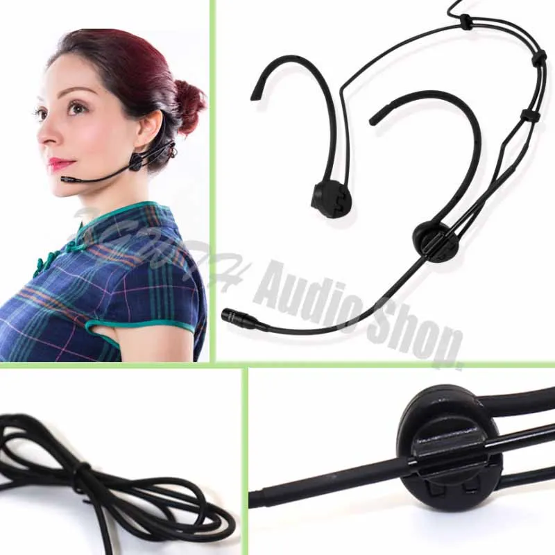 Micrófono de cabeza plegable profesional, auriculares de doble gancho, condensador cardioide, sistema de micrófono inalámbrico Shure Sennheiser
